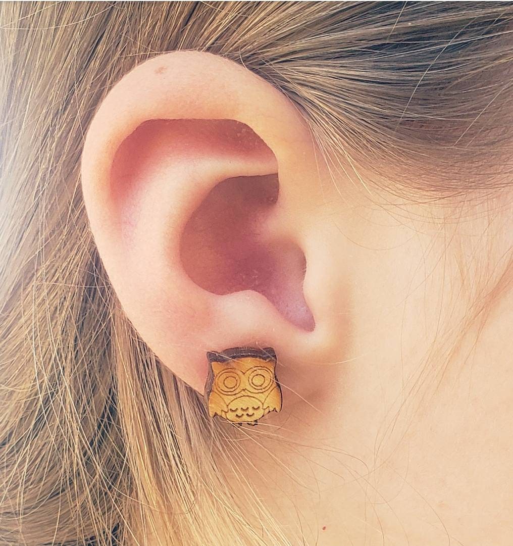 Owl Engraved Studs Fall Fashion Earrings