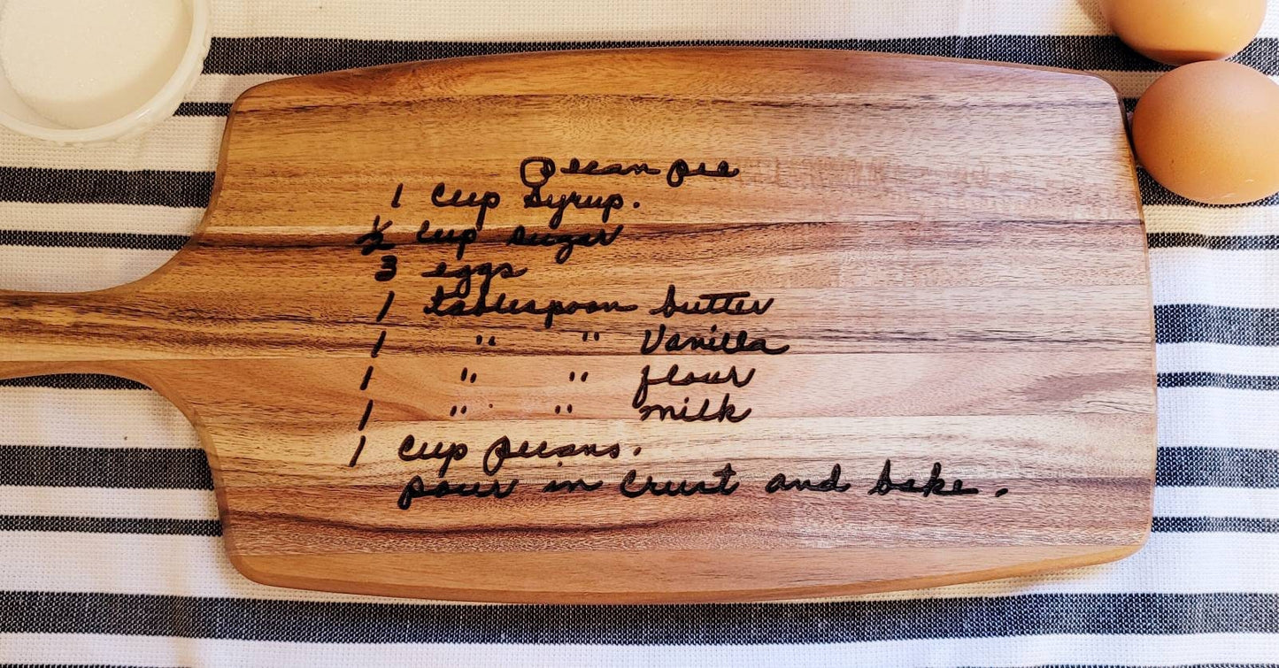 Handwritten Recipe Cutting Board Mom's Grandma's Recipe Christmas Gift Personalized Recipe Board