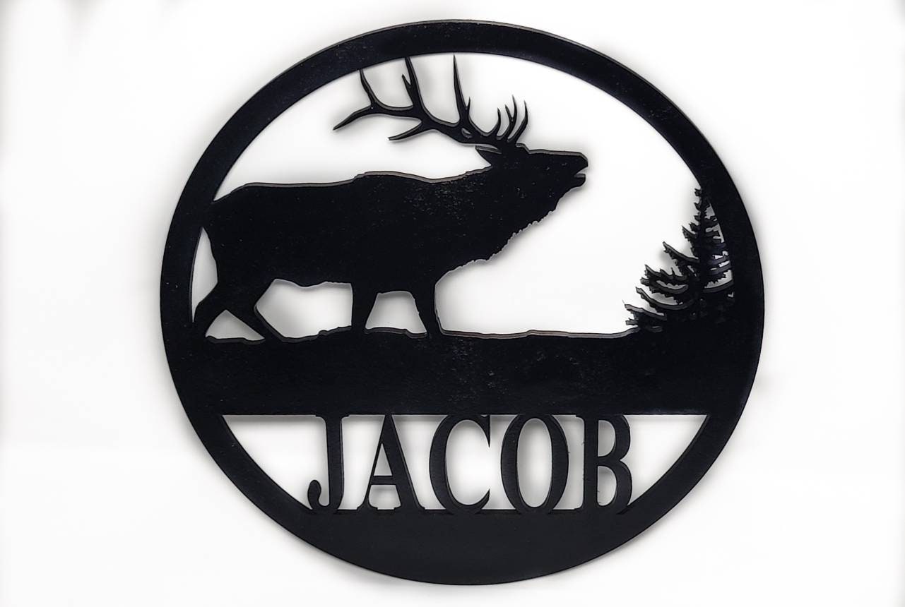 Elk Monogram Personalized Door Sign Outdoor Wood Sign Cabin Farmhouse Decor