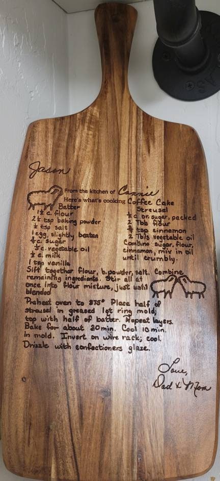 Handwritten Recipe Cutting Board Mom's Grandma's Recipe Christmas Gift Personalized Recipe Board