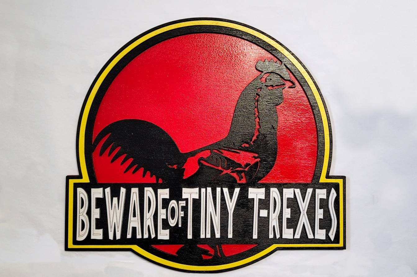 Chicken Coop Sign Jurassic Bawk T-Rex Dinosaur Outdoor Wood Chicken Coop Decor Farmhouse Backyard Chicken Coop Sign Made in the USA