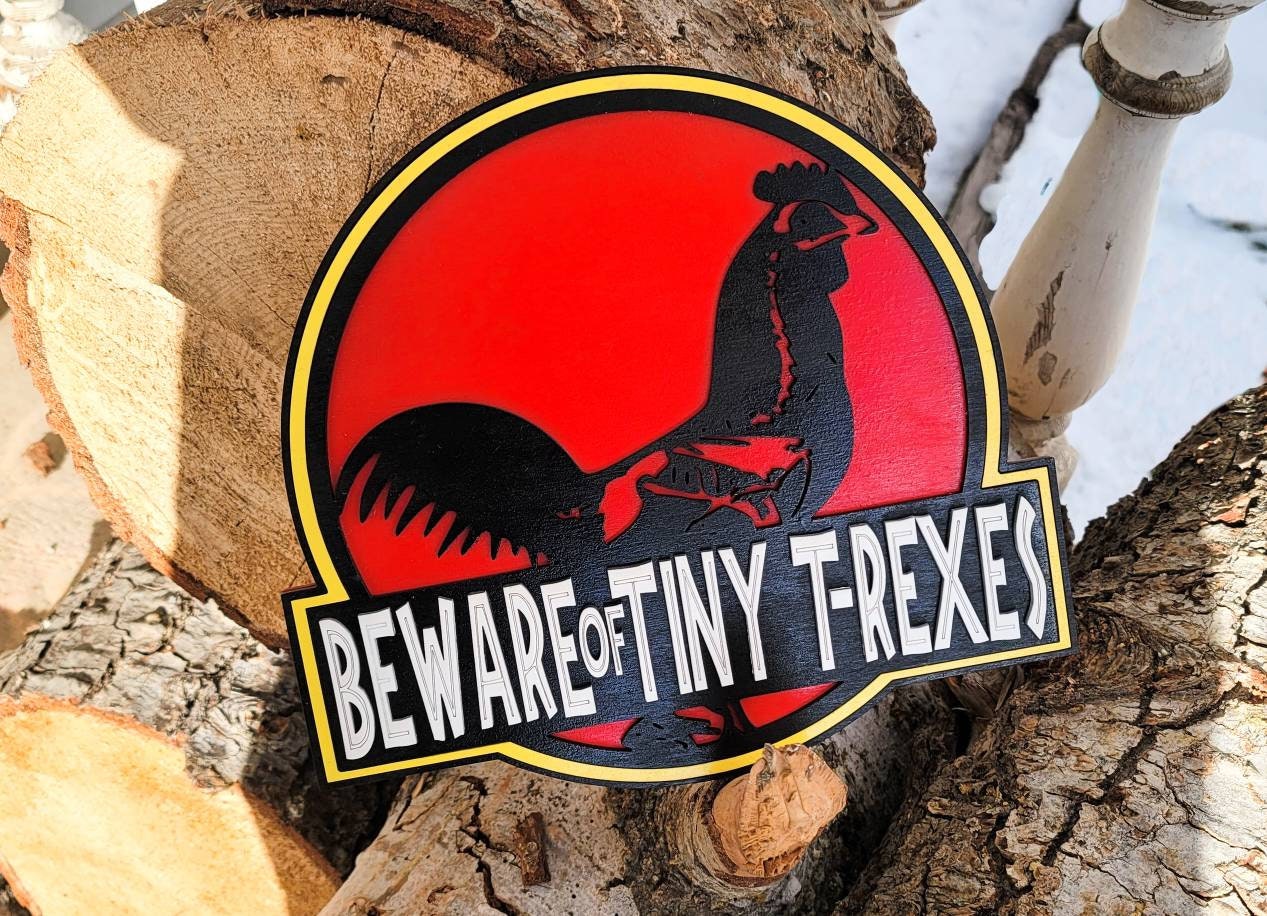 Chicken Coop Sign Jurassic Bawk T-Rex Dinosaur Outdoor Wood Chicken Coop Decor Farmhouse Backyard Chicken Coop Sign Made in the USA