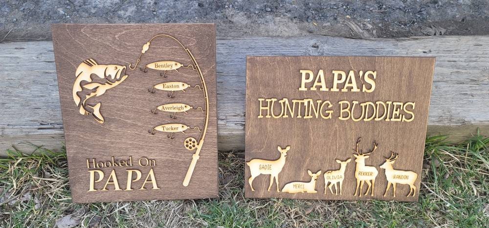 Grandpa's Hunting Buddies Hunting with Papa Dad Father's Day Birthday Sign Personalized Customized Hunting Trip Gift For Him 1-5 Deer