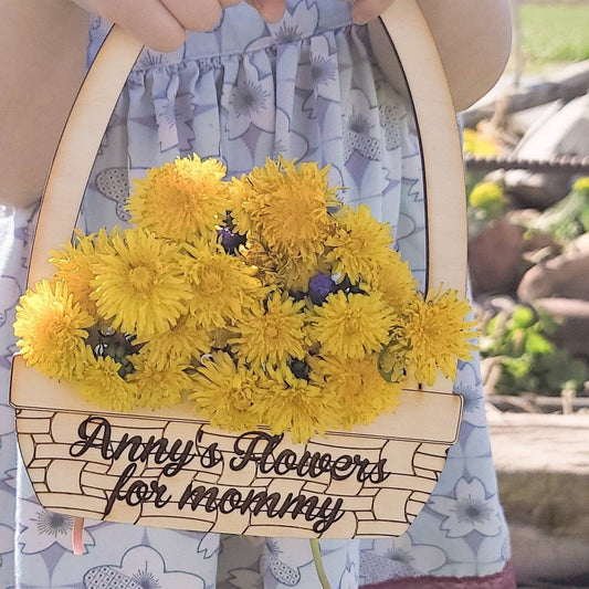 Mother's Day Gift Flowers for Mommy Flowers Grandma Mom Basket Dandelion Picked Flower Vase Basket Personalized Gift For Mama Gift For Nana