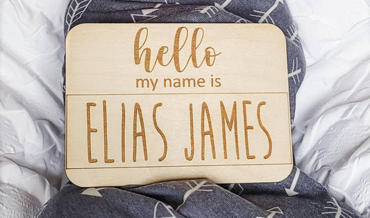 Newborn Baby Wooden Nametag Photo Prop