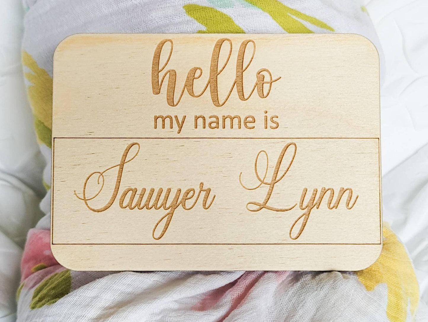 Newborn Baby Wooden Nametag Photo Prop