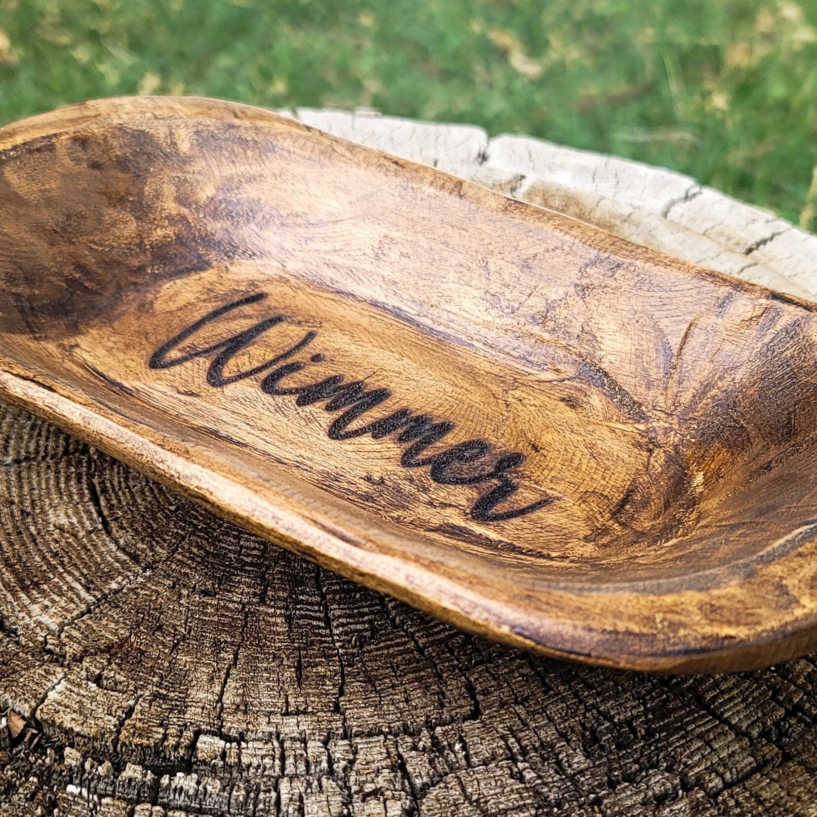 Wooden Hand Carved Dough Bowl Engraved Prayer Bowl Personalized Wedding Engraved Gift