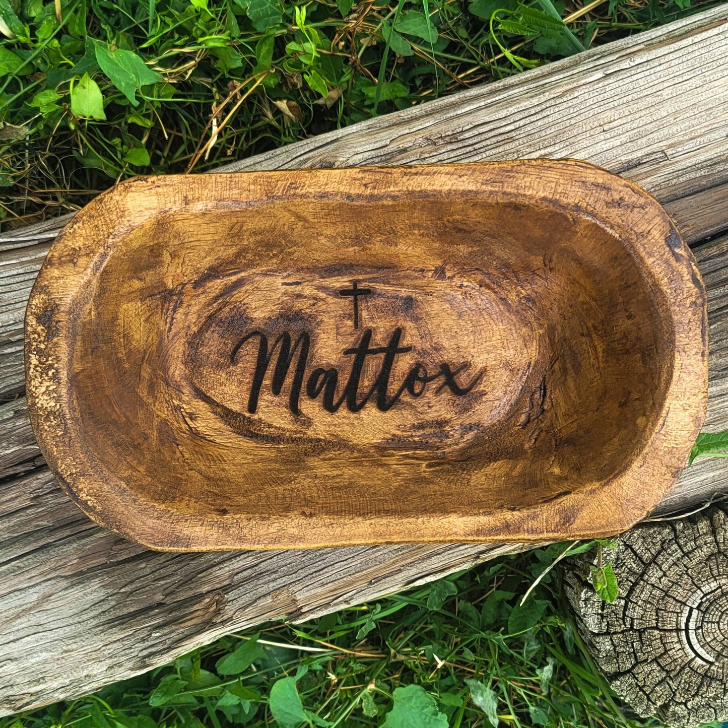 Prayer Bowl Cross Wooden Hand Carved Small Dough Bowl Engraved Personalized Engraved Gift