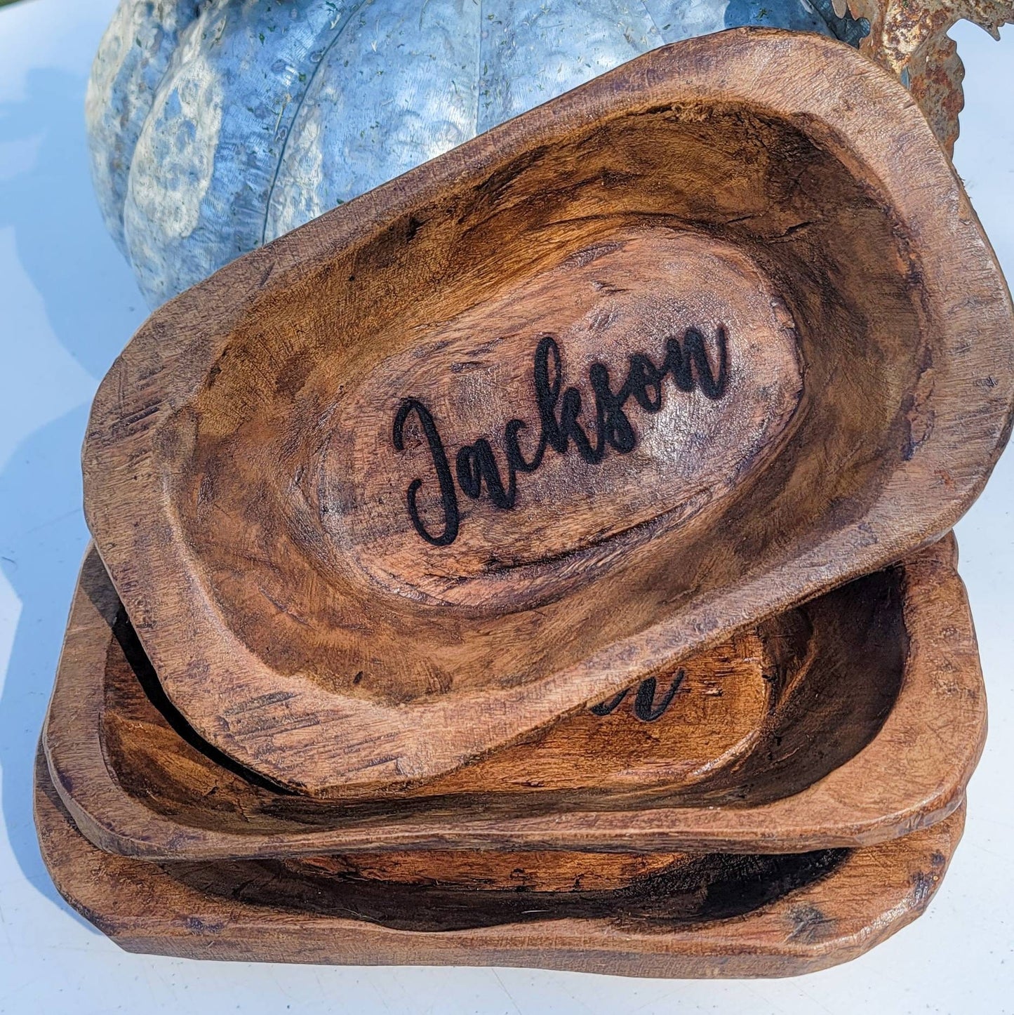 Wooden Hand Carved Dough Bowl Engraved Prayer Bowl Personalized Wedding Engraved Gift