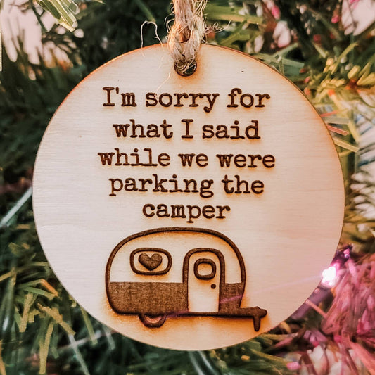 Parking the Camper Camping Ornament Outdoor Parking the Camper Couple Christmas Tree Ornament Funny Spouse Gift