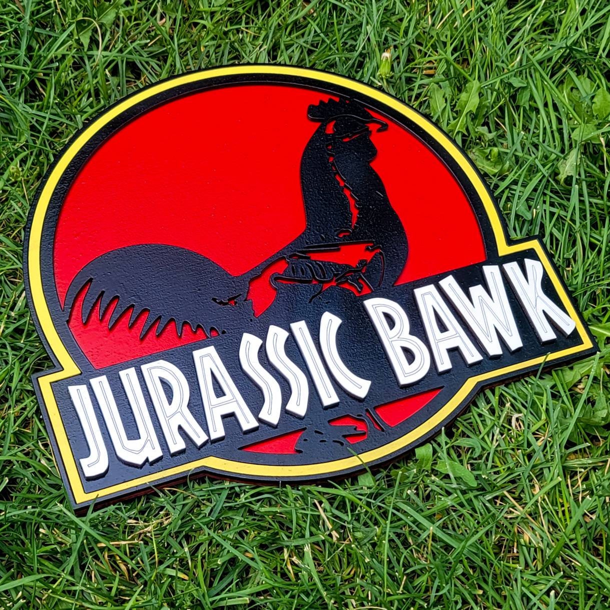 Chicken Coop Sign Jurassic Bawk T-Rex Dinosaur Outdoor Wood Chicken Coop Decor Farmhouse Backyard Chicken Coop Sign Made in the USA