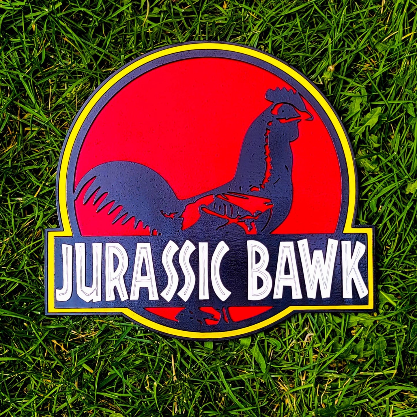 Chicken Coop Sign Jurassic Bawk T-Rex Dinosaur Outdoor Wood Chicken Coop Decor Farmhouse Backyard Chicken Coop Sign Made in the USA