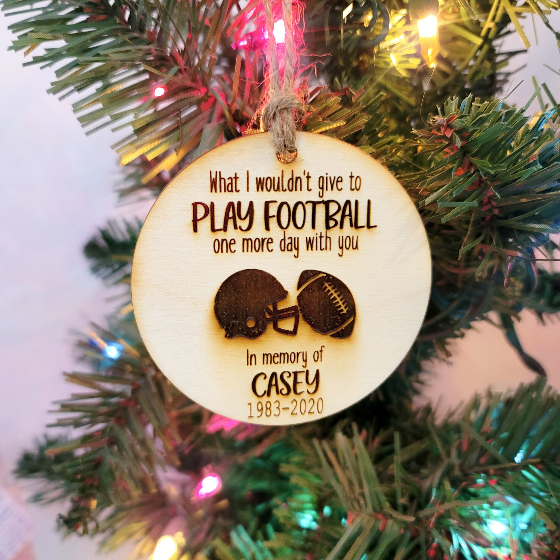 Football in Heaven Ornament Football Angel Memorial Christmas Tree