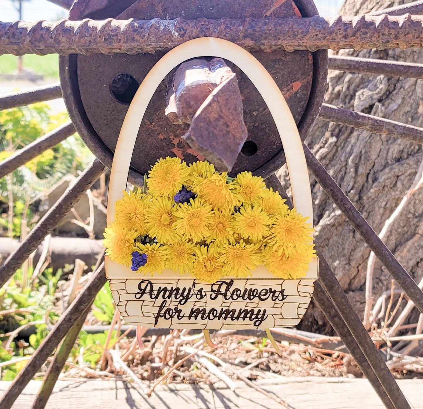 Mother's Day Gift Flowers for Mommy Flowers Grandma Mom Basket Dandelion Picked Flower Vase Basket Personalized Gift For Mama Gift For Nana