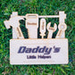 Father's Day Tool Set Gift Daddy's Little Helpers Grandpa Papa Dad Birthday Sign 5 Tools Customized Workshop Wood Gift For Him 1-10 Names