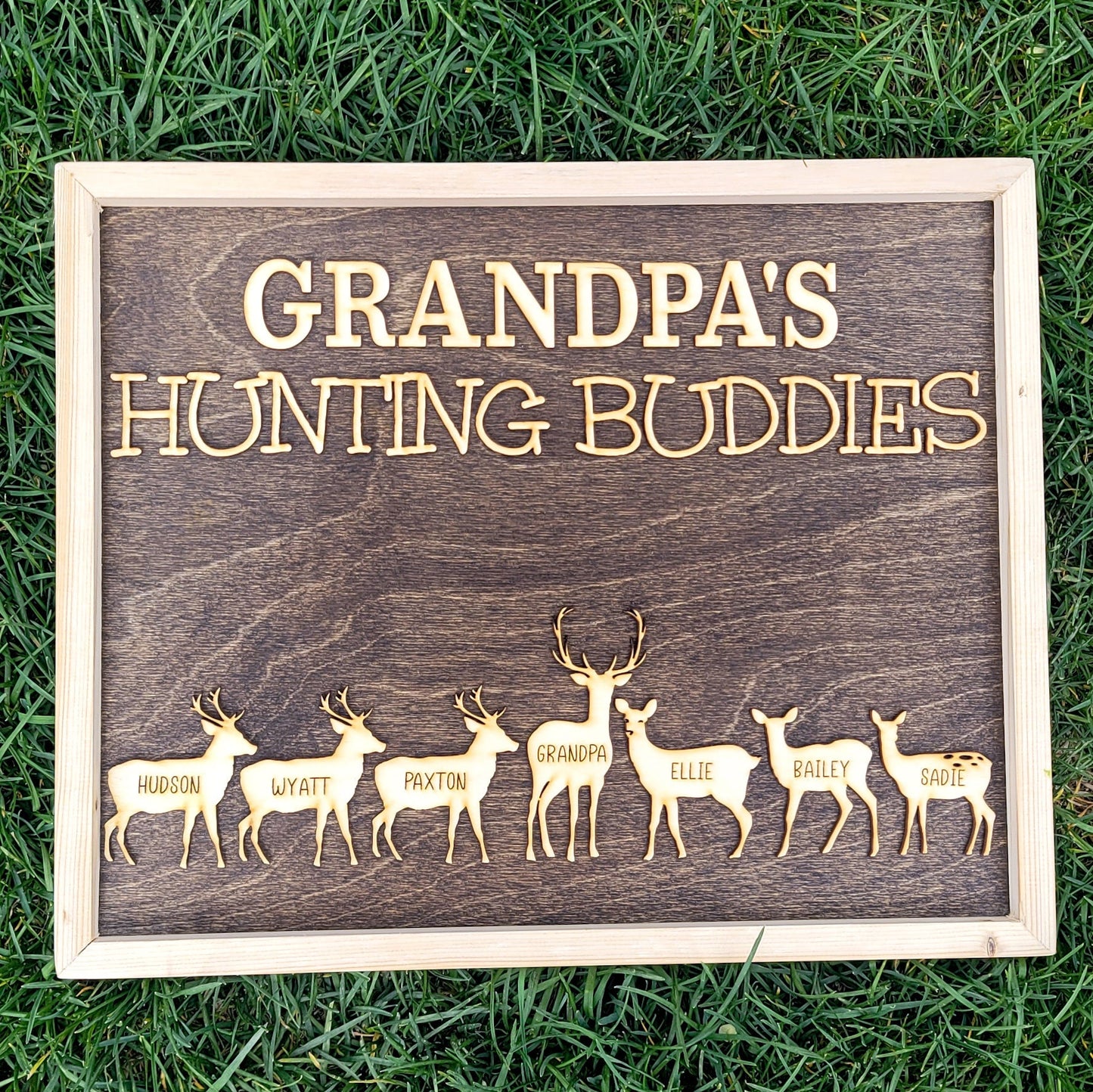 Gift for Grandpa Hunting with Papa Dad Father's Day Birthday Sign Personalized Customized Hunting Trip Gift For Him 1-11 Deer Large Family 8