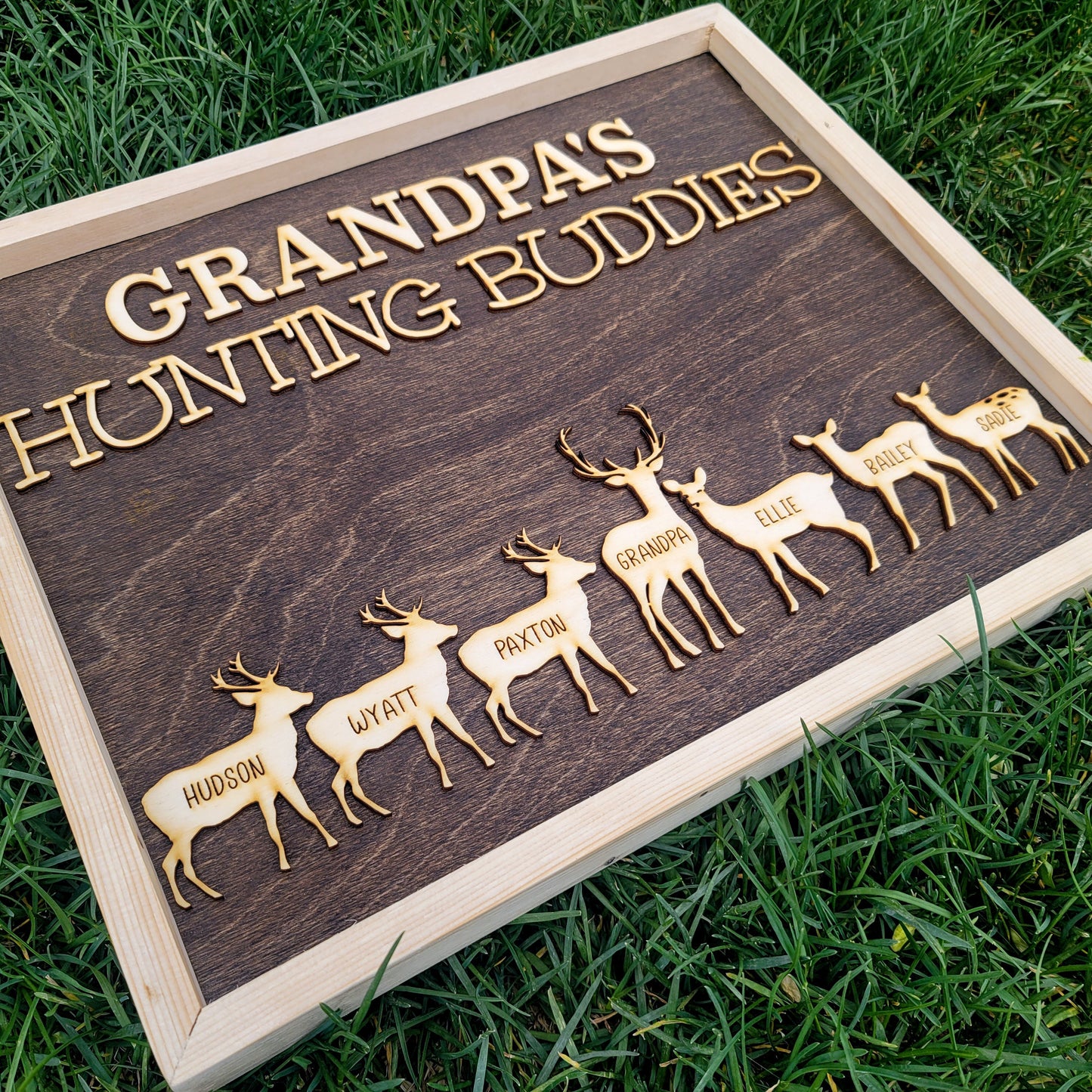 Gift for Grandpa Hunting with Papa Dad Father's Day Birthday Sign Personalized Customized Hunting Trip Gift For Him 1-11 Deer Large Family 8