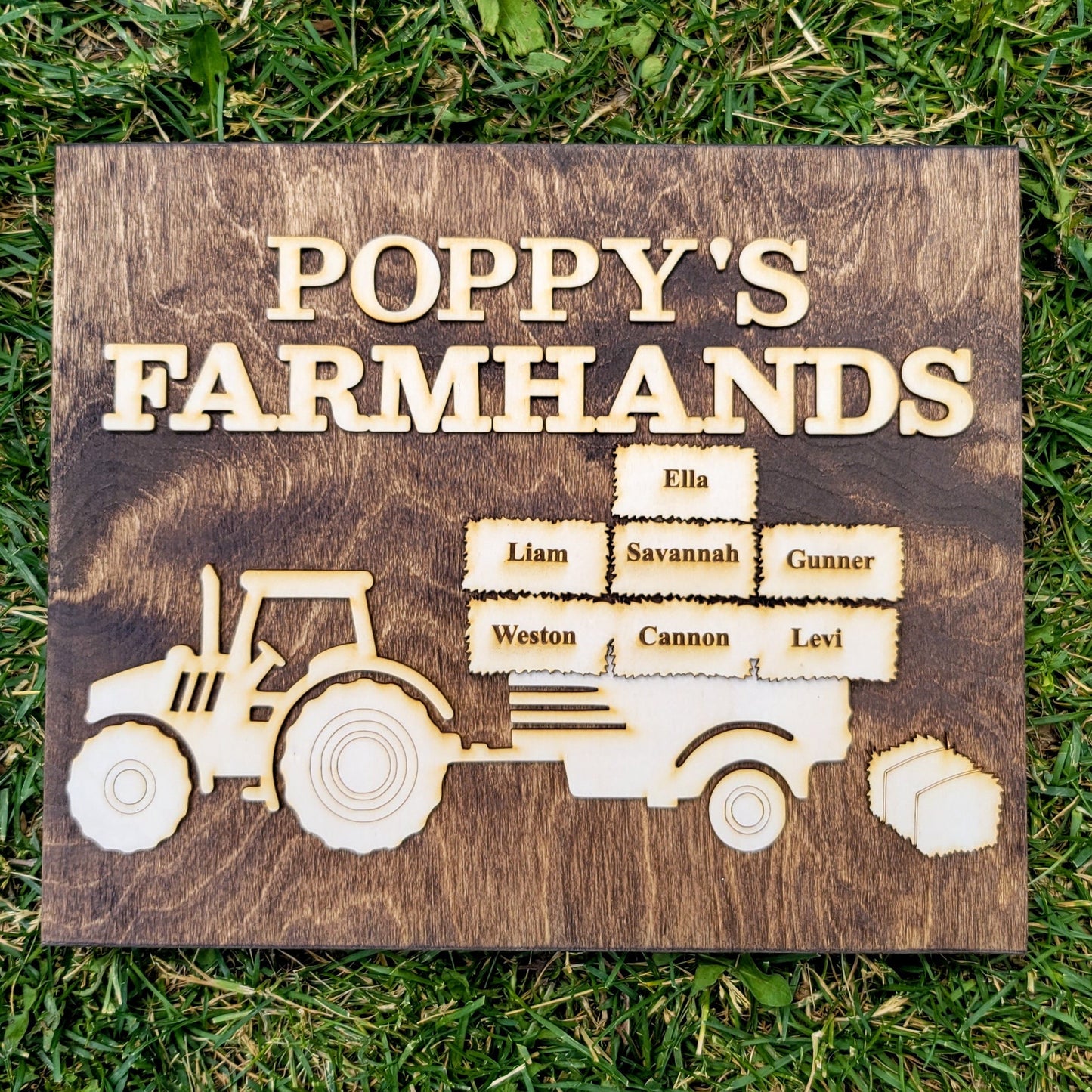 Grandpa's Farmhands Farmer Gift for Grandpa Papa Dad Poppy Father's Day Birthday Gift for Him Tractor Gift Plaque Sign