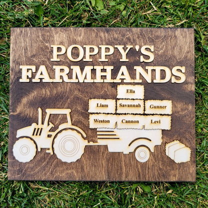 Grandpa's Farmhands Farmer Gift for Grandpa Papa Dad Poppy Father's Day Birthday Gift for Him Tractor Gift Plaque Sign