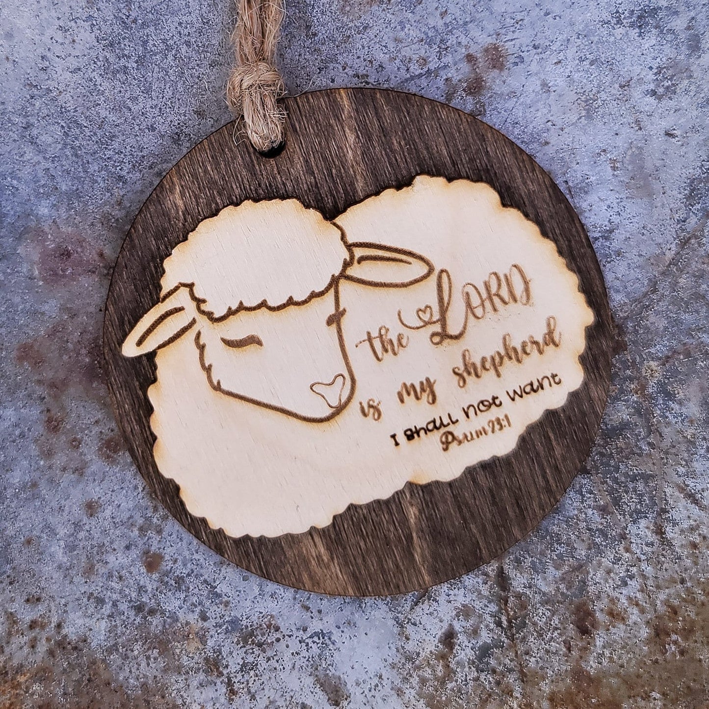 The Lord Is My Shepherd Ornament Psalm 23 Gift For Friend Church Gift Basket Faith Christian Christmas Gift Original Art Handmade in USA