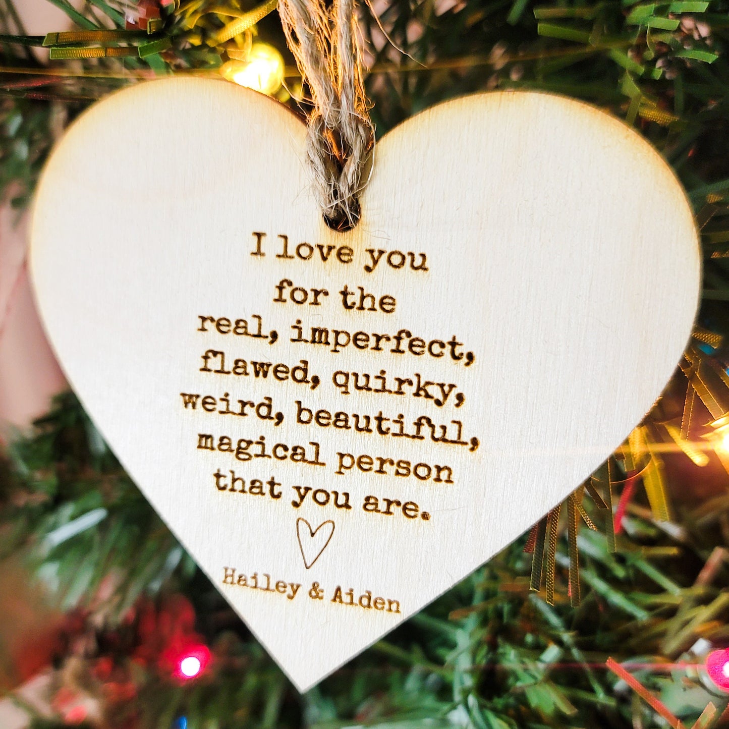 I Love You Friend Personalized Real Imperfect Friendship Ornament Gift for Friend Gift for Sibling Gift for Sister Wood Christmas Tree