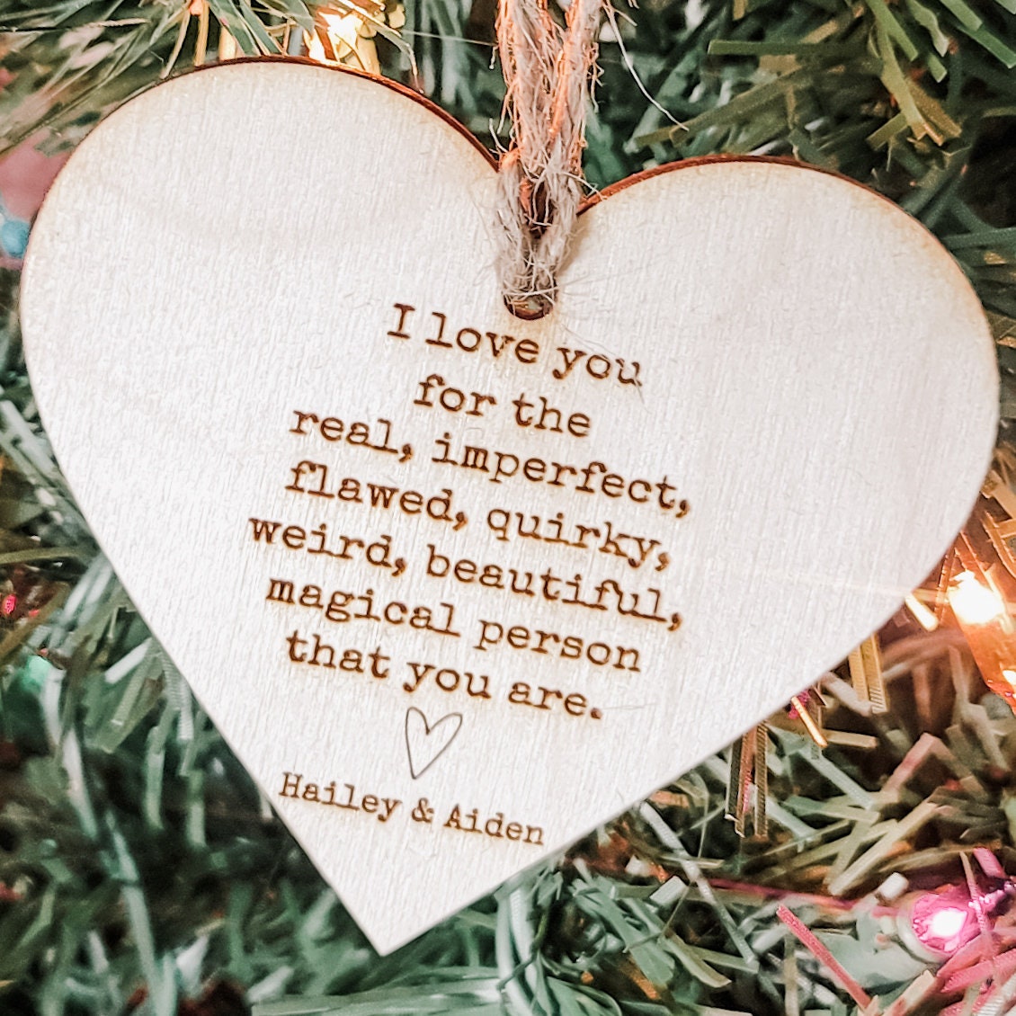 I Love You Friend Personalized Real Imperfect Friendship Ornament Gift for Friend Gift for Sibling Gift for Sister Wood Christmas Tree