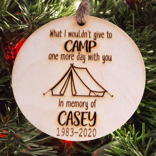 Camping in Heaven Ornament Tent Camp Memories Angel Memorial Christmas Tree