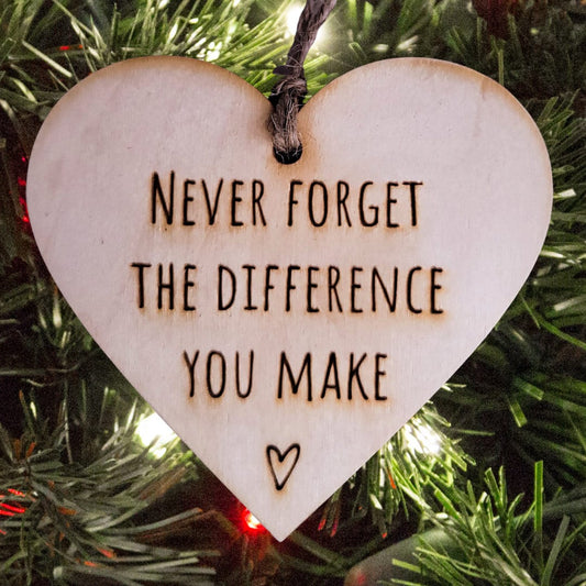 Volunteer Christmas Ornament | Teacher Ornament | Appreciation | Never Forget The Difference You Make | Mentor Christmas Gifts