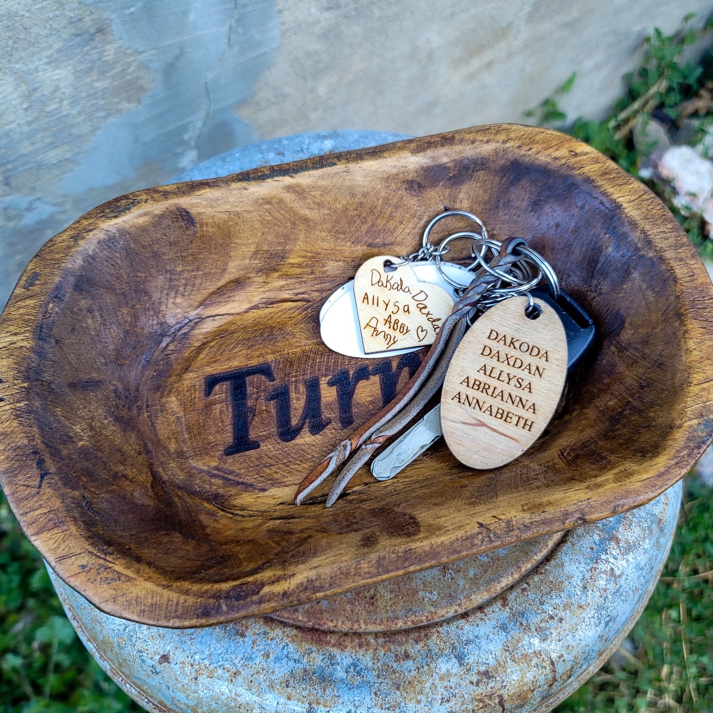 Wooden Hand Carved Petite Dough Bowl Engraved Prayer Bowl Personalized Engraved Gift Baptism Wedding Church Gift For Friend