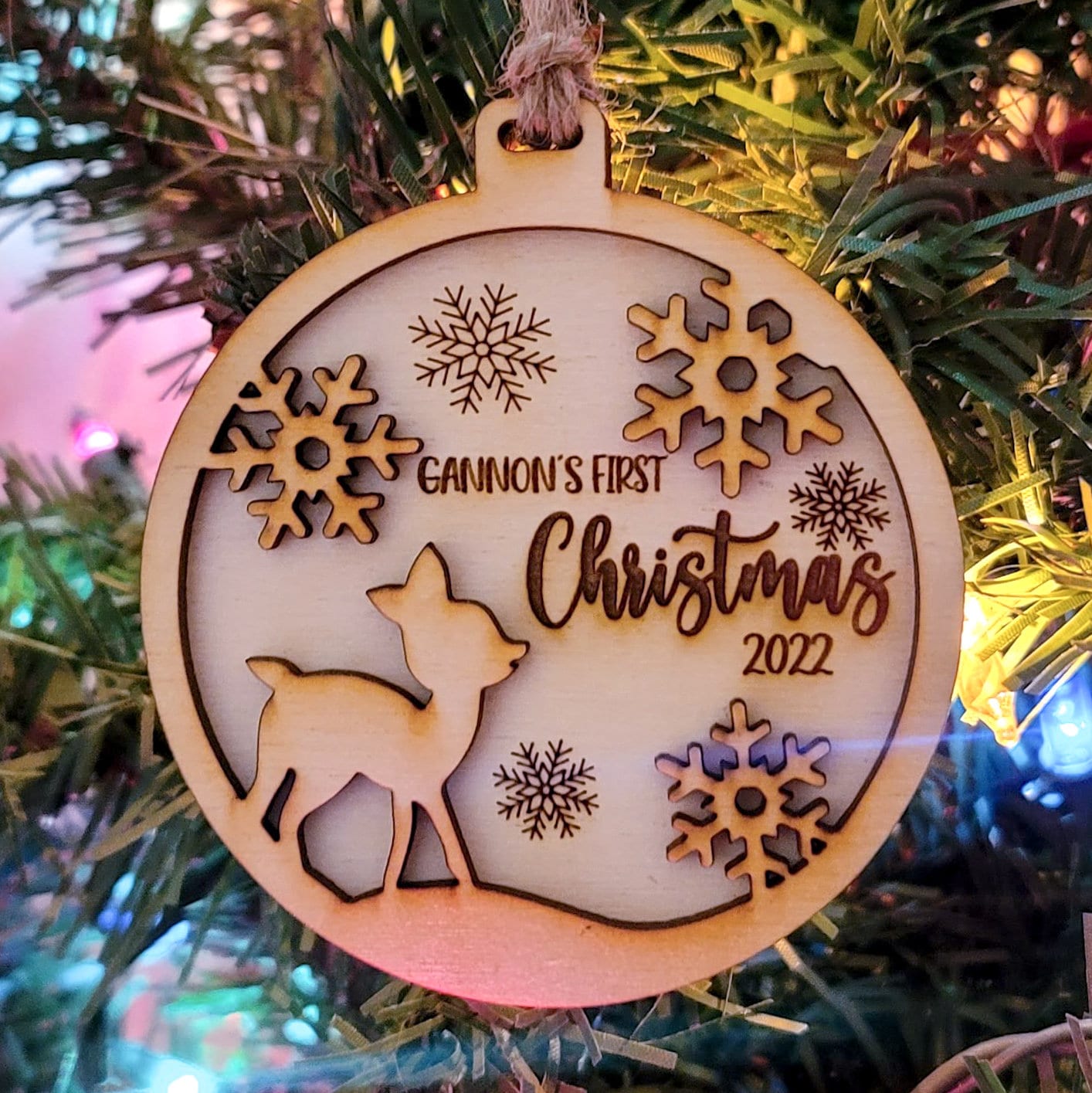 Baby's First Christmas Deer Ornament Personalized Baby Fawn Christmas Ornament Gift for New Mom Christmas Tree Heirloom Gift for New Parents