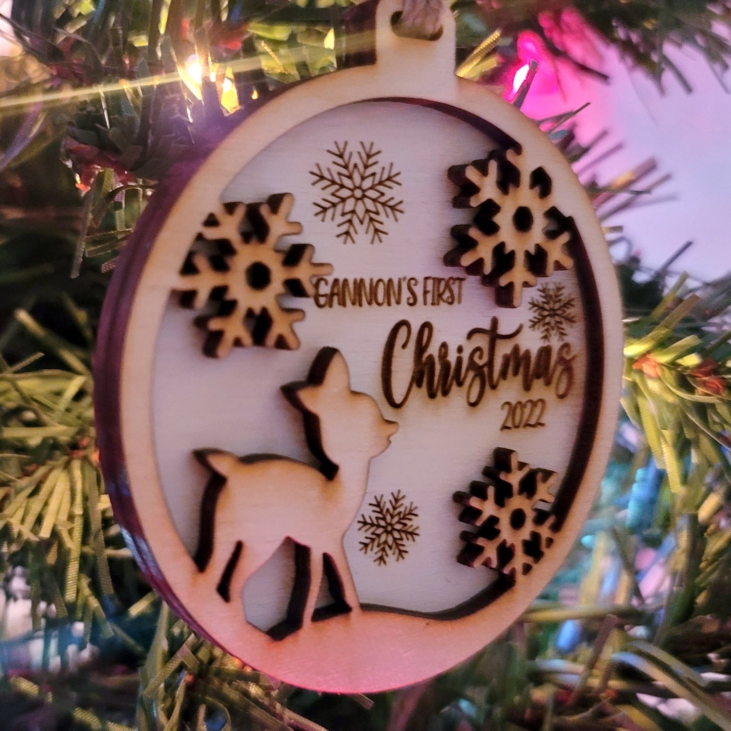 Baby's First Christmas Deer Ornament Personalized Baby Fawn Christmas Ornament Gift for New Mom Christmas Tree Heirloom Gift for New Parents