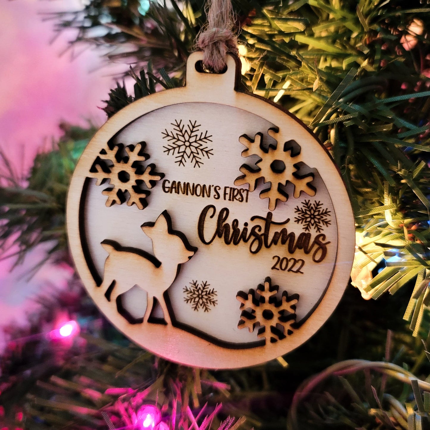 Baby's First Christmas Deer Ornament Personalized Baby Fawn Christmas Ornament Gift for New Mom Christmas Tree Heirloom Gift for New Parents