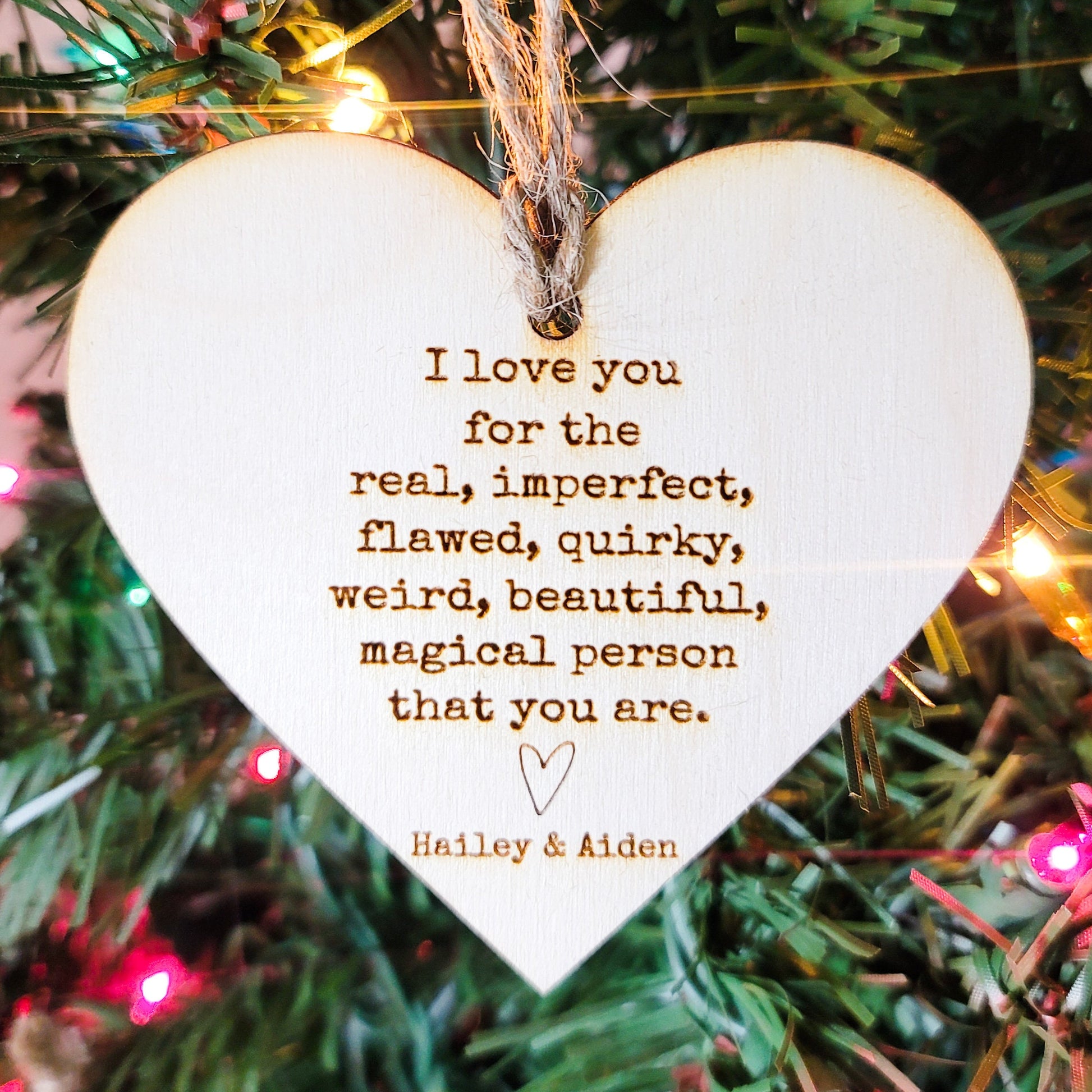 I Love You Friend Personalized Real Imperfect Friendship Ornament Gift for Friend Gift for Sibling Gift for Sister Wood Christmas Tree