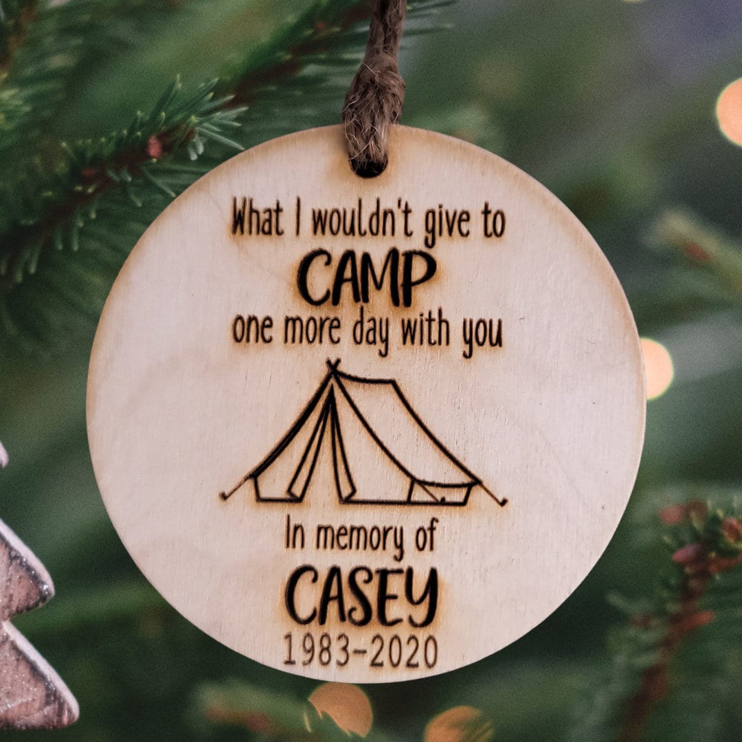 Camping in Heaven Ornament Tent Camp Memories Angel Memorial Christmas Tree