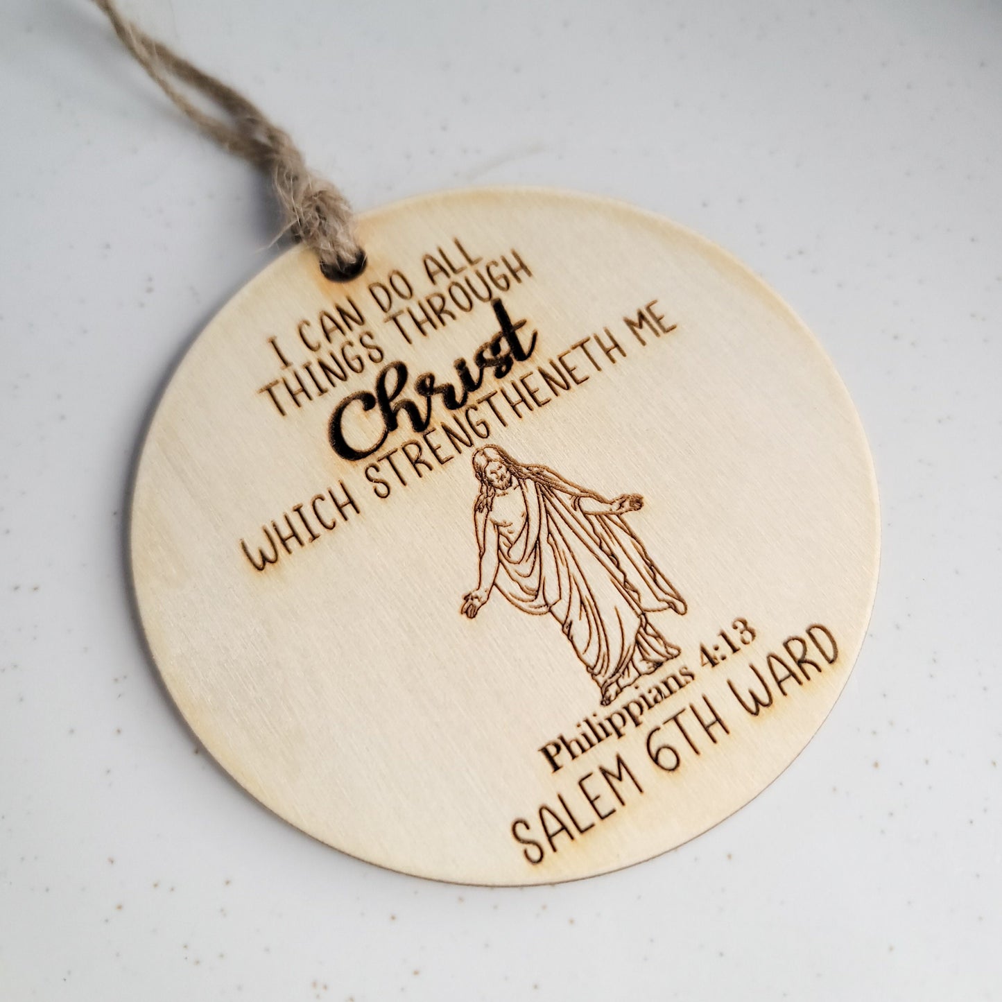 LDS Bulk Scripture Christmas Ornaments | Christus Statue | 2023 Theme | I Can Do All Things Through Christ | Ward Family Gifts Ward Party