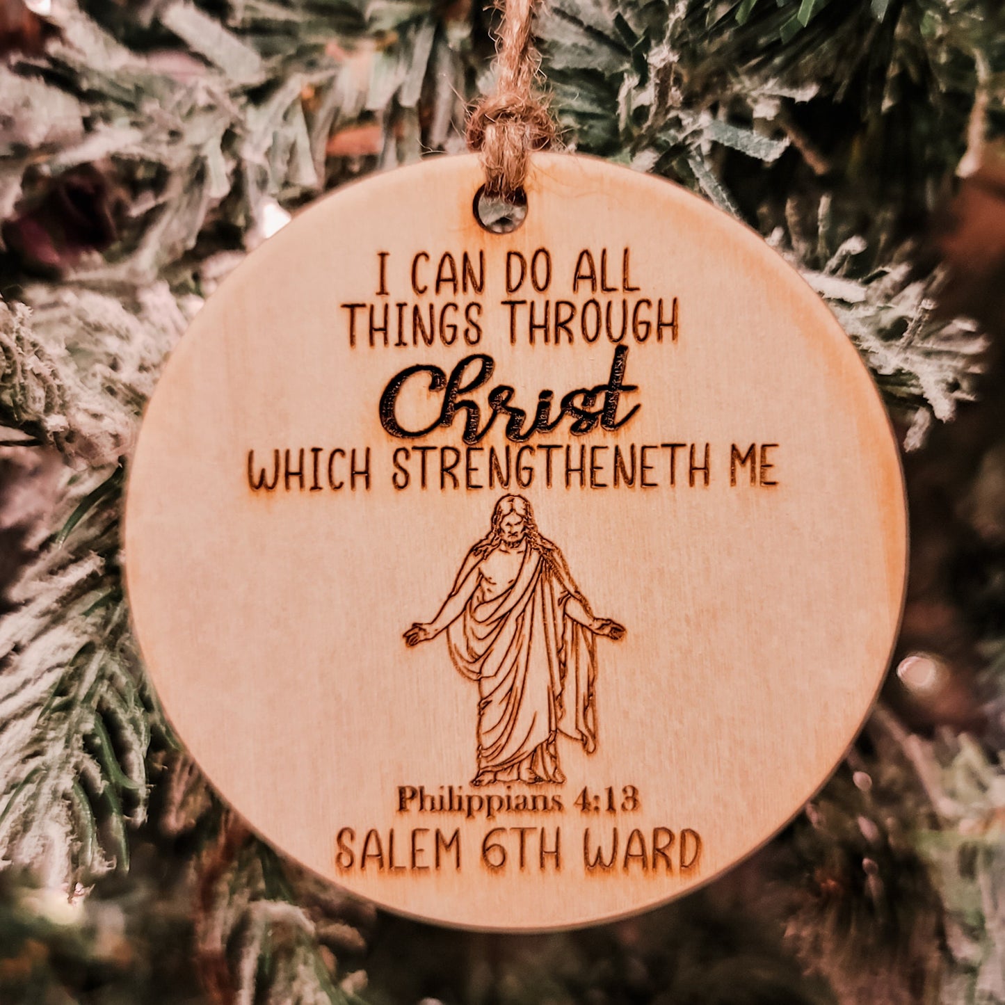 LDS Bulk Scripture Christmas Ornaments | Christus Statue | 2023 Theme | I Can Do All Things Through Christ | Ward Family Gifts Ward Party