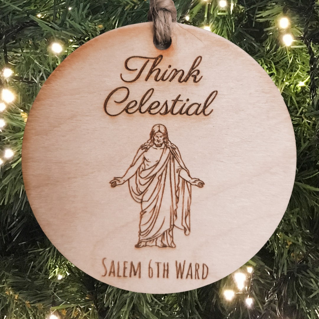 LDS Bulk Think Celestial Christmas Ornaments | Christus Statue | 2023 Theme | I Can Do All Things Through Christ | Ward Family Gifts Party