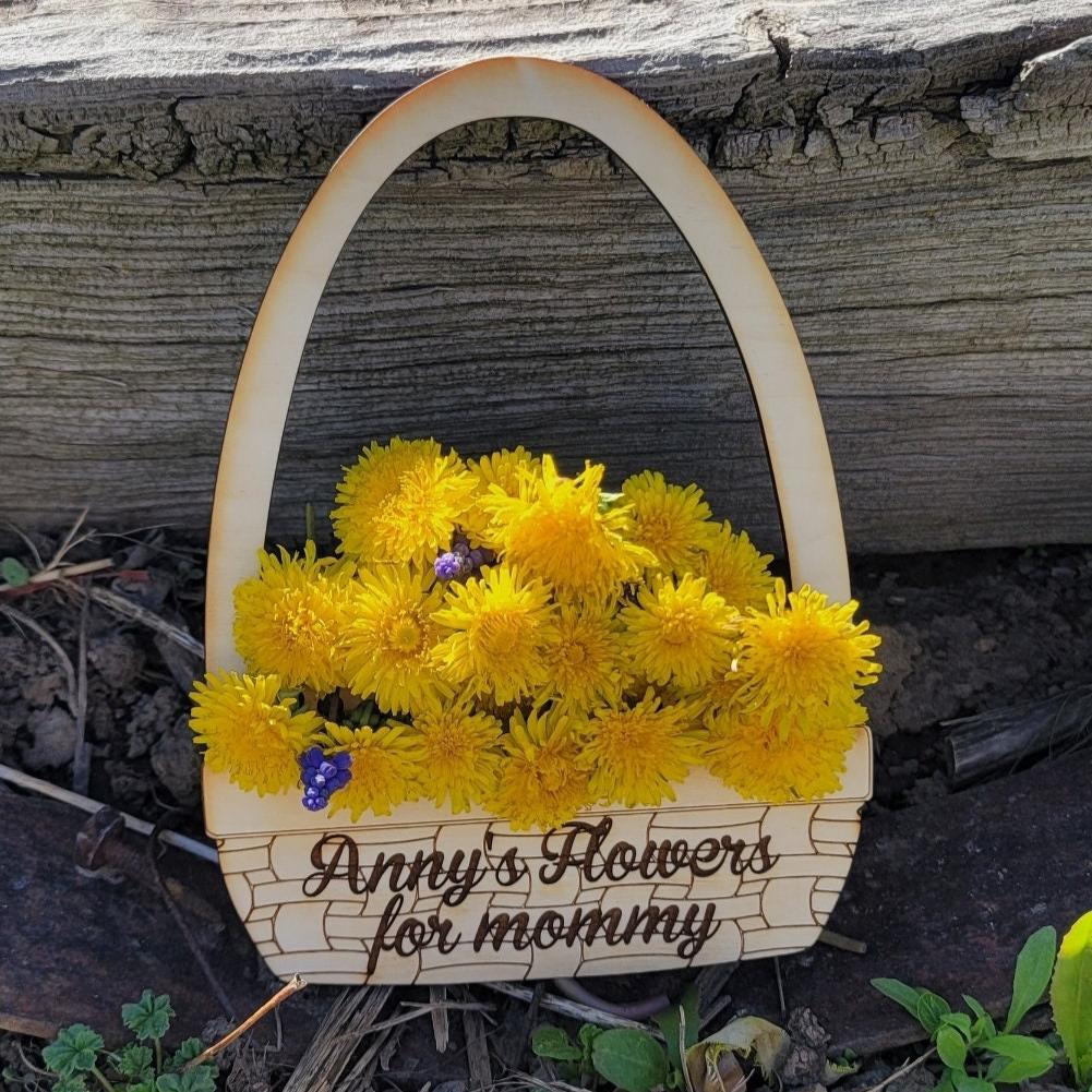 Mother's Day Gift Flowers for Mommy Flowers Grandma Mom Basket Dandelion Picked Flower Vase Basket Personalized Gift For Mama Gift For Nana