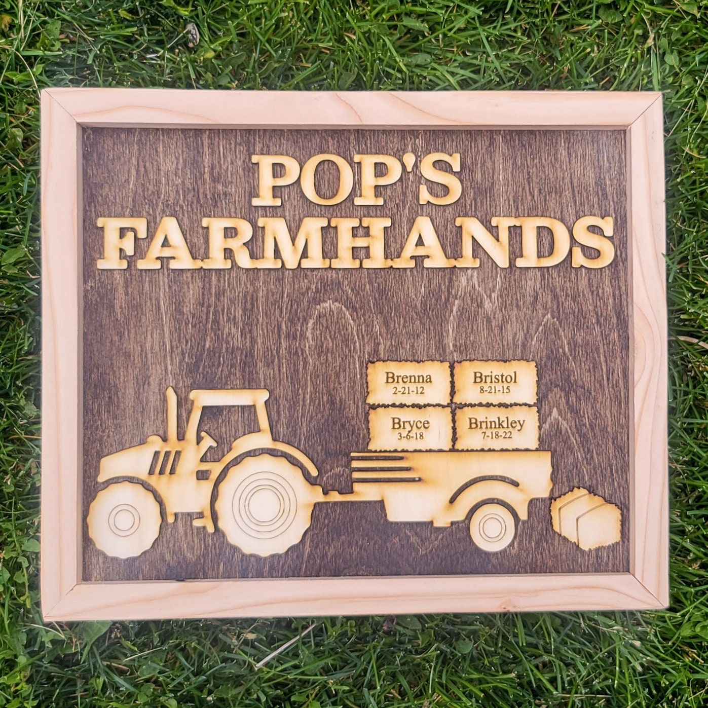 Grandpa's Farmhands Farmer Gift for Grandpa Papa Dad Poppy Father's Day Birthday Gift for Him Tractor Gift Plaque Sign