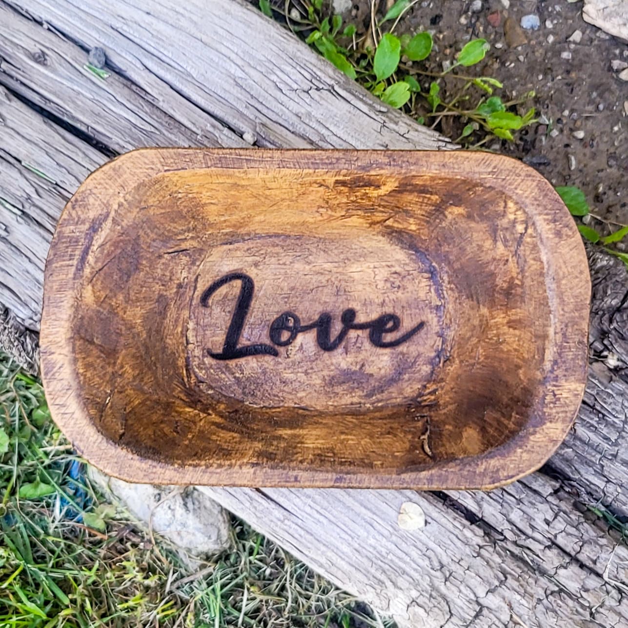 Love Doughbowl Wedding Gift Country Style Cottage Core Farmhouse Decor Gift For Grandma Wooden Bowl Engraved Prayer Bowl