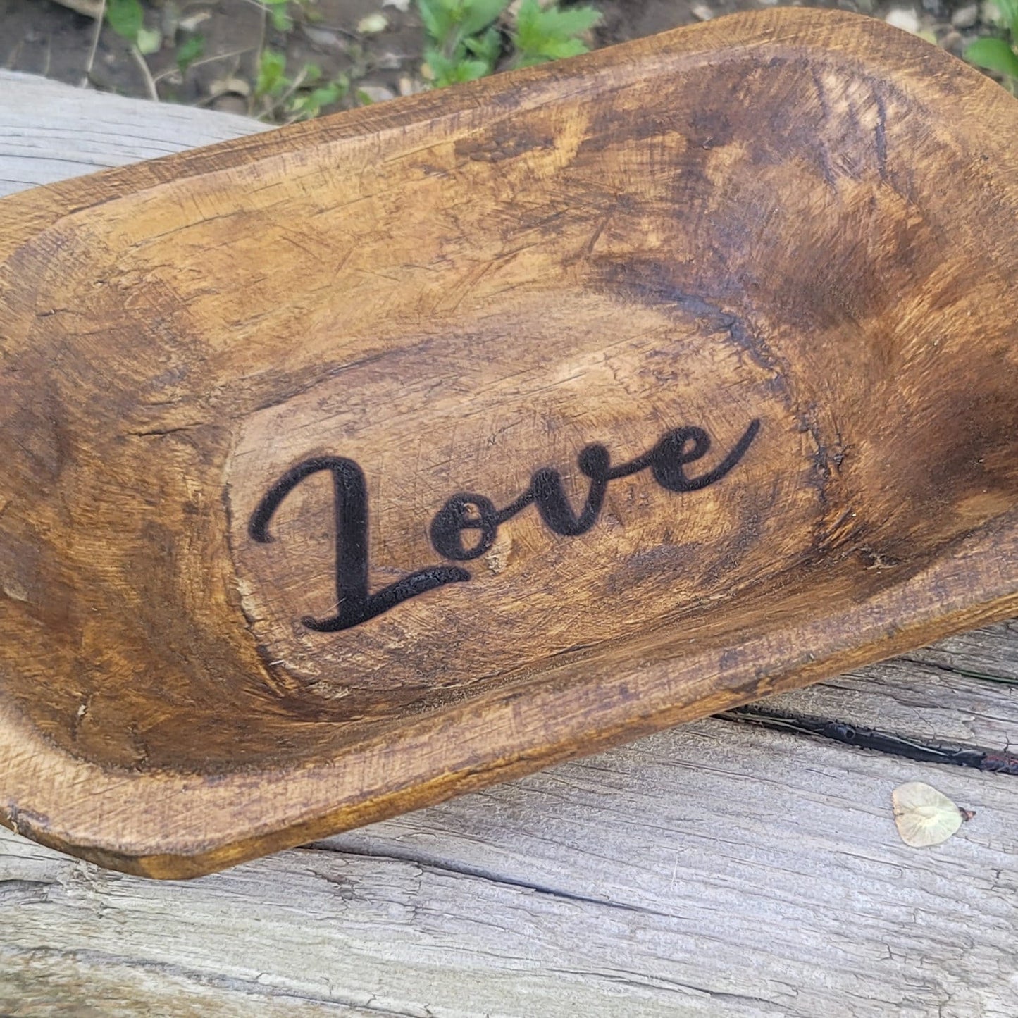 Love Doughbowl Wedding Gift Country Style Cottage Core Farmhouse Decor Gift For Grandma Wooden Bowl Engraved Prayer Bowl