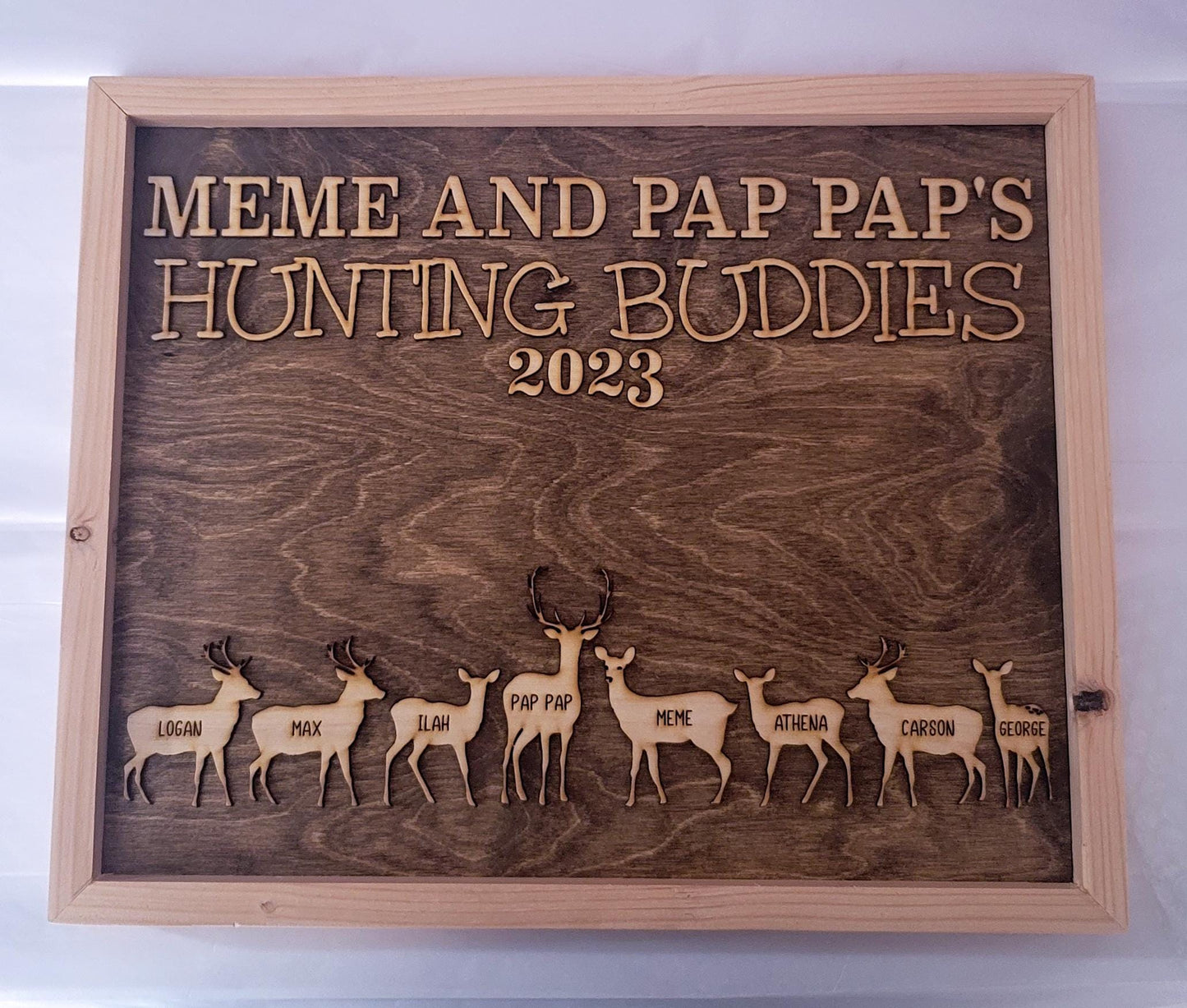 Gift for Grandpa Hunting with Papa Dad Father's Day Birthday Sign Personalized Customized Hunting Trip Gift For Him 1-11 Deer Large Family 8