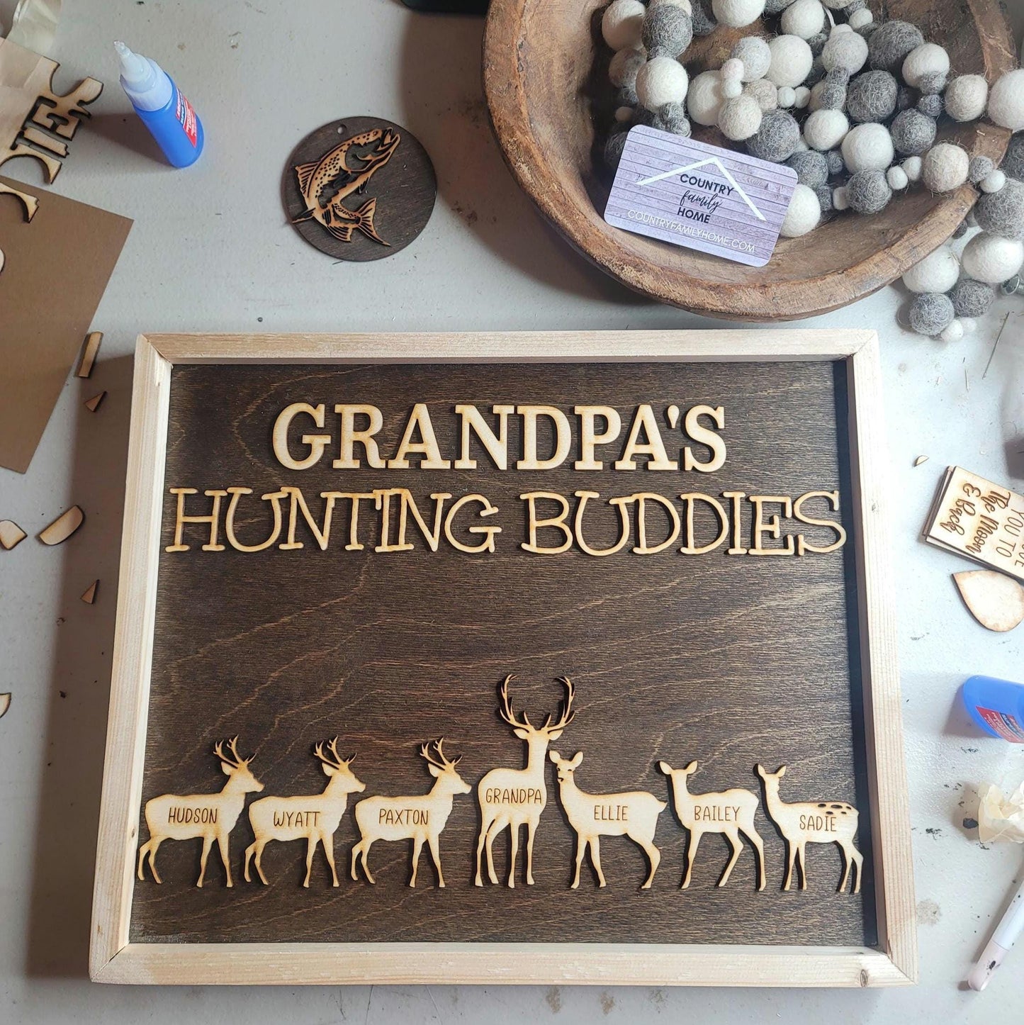 Gift for Grandpa Hunting with Papa Dad Father's Day Birthday Sign Personalized Customized Hunting Trip Gift For Him 1-11 Deer Large Family 8