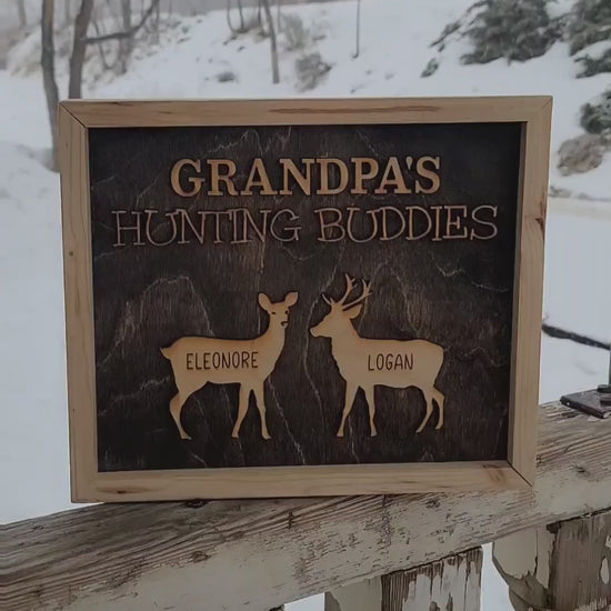 Grandpa's Hunting Buddies Hunting with Papa Dad Father's Day Birthday Sign Personalized Customized Hunting Trip Gift For Him 1-5 Deer