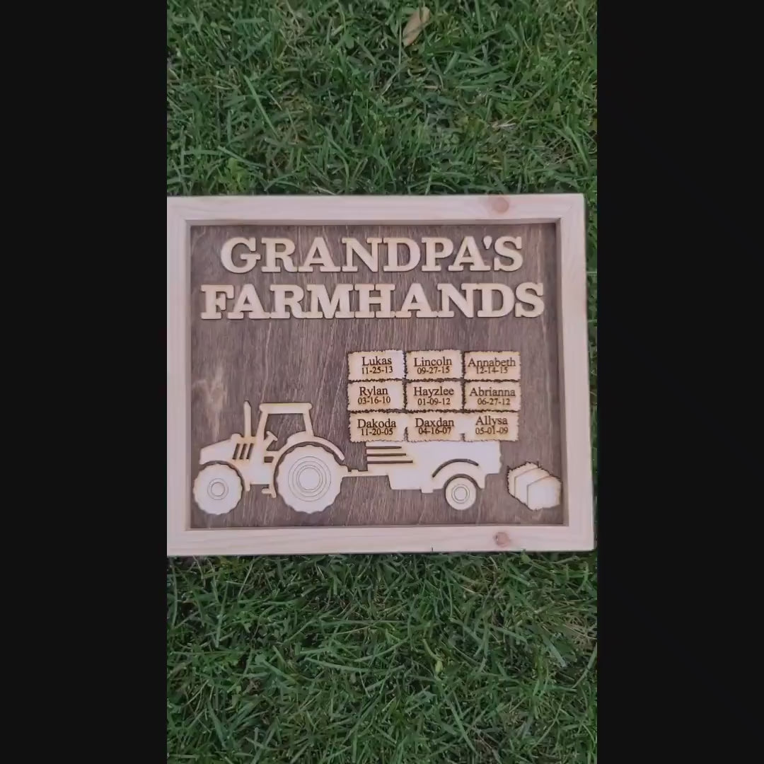 Grandpa's Farmhands Farmer Gift for Grandpa Papa Dad Poppy Father's Day Birthday Gift for Him Tractor Gift Plaque Sign