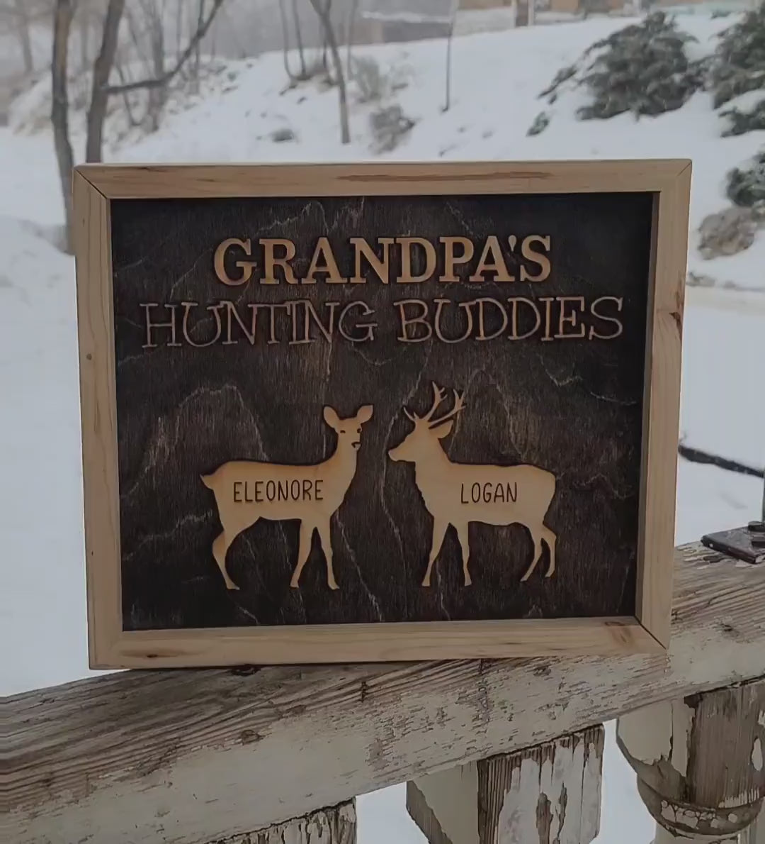 Gift for Grandpa Hunting with Papa Dad Father's Day Birthday Sign Personalized Customized Hunting Trip Gift For Him 1-11 Deer Large Family 8