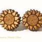 Sunflower Engraved Stud Earrings