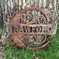 Wood Engraved Monogram Sign Personalized Gift Black White Stained Country Family Home