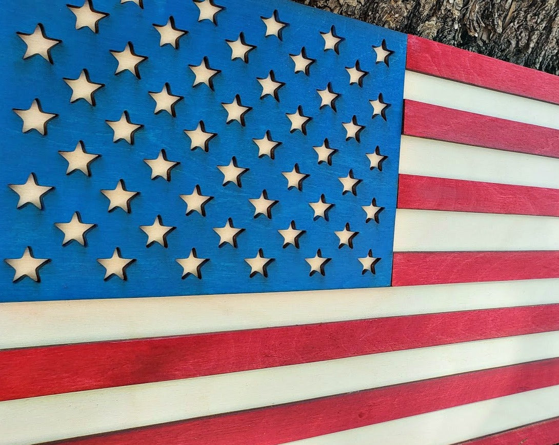 Wooden American Flag Sign