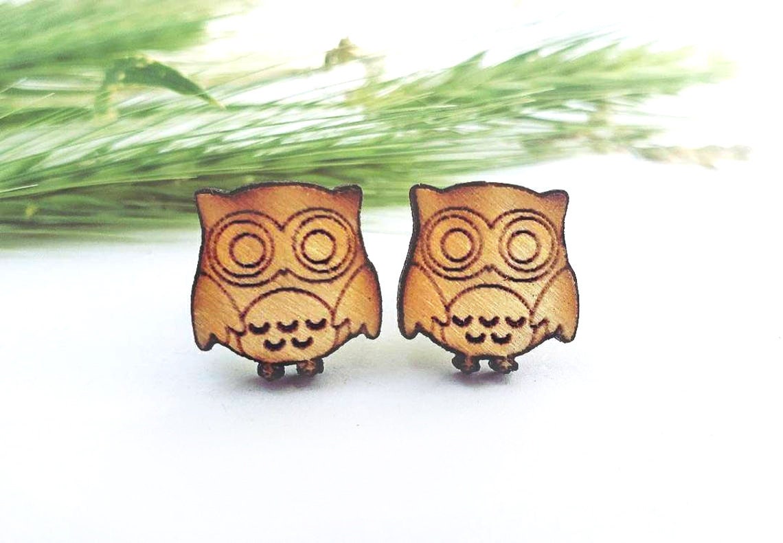 Owl Engraved Studs Fall Fashion Earrings